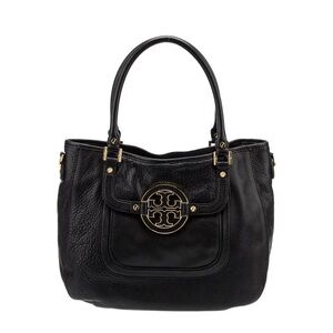 Tory Burch Black Leather Pebbled Amanda Hobo Bag